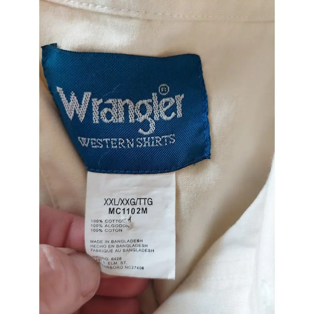 Vintage Wrangler Rodeo Cowboy Horses Print Western Pearl Snap Shirt Size XXL - Picture 5 of 13